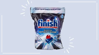 Amazon Prime Day Deals illustrated by a bag of Finish dishwasher tablets