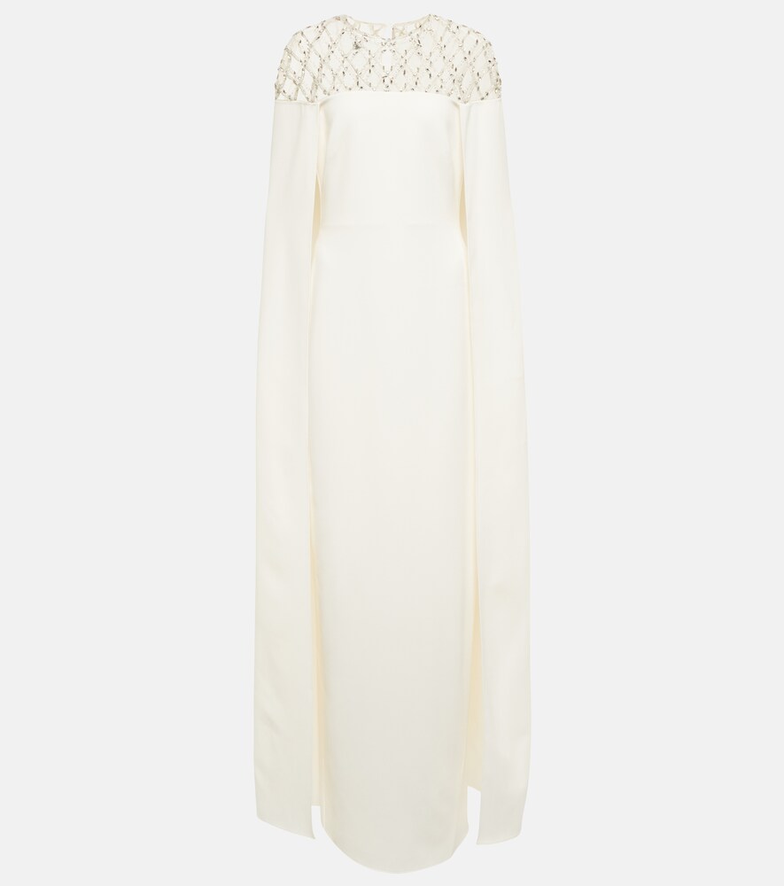 Bridal Embellished Crêpe Cape Gown