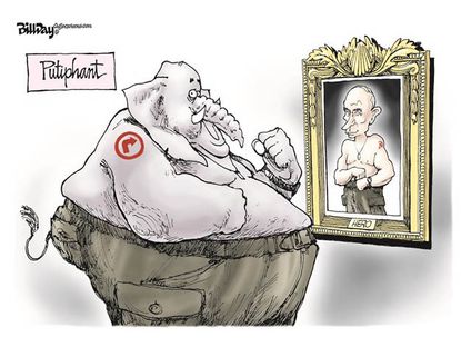 Political cartoon Republican hawks Putin