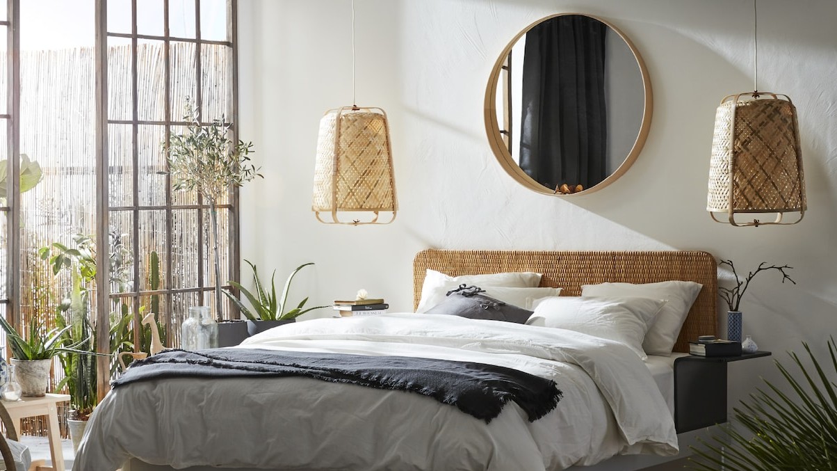Bedroom furnished with IKEA products