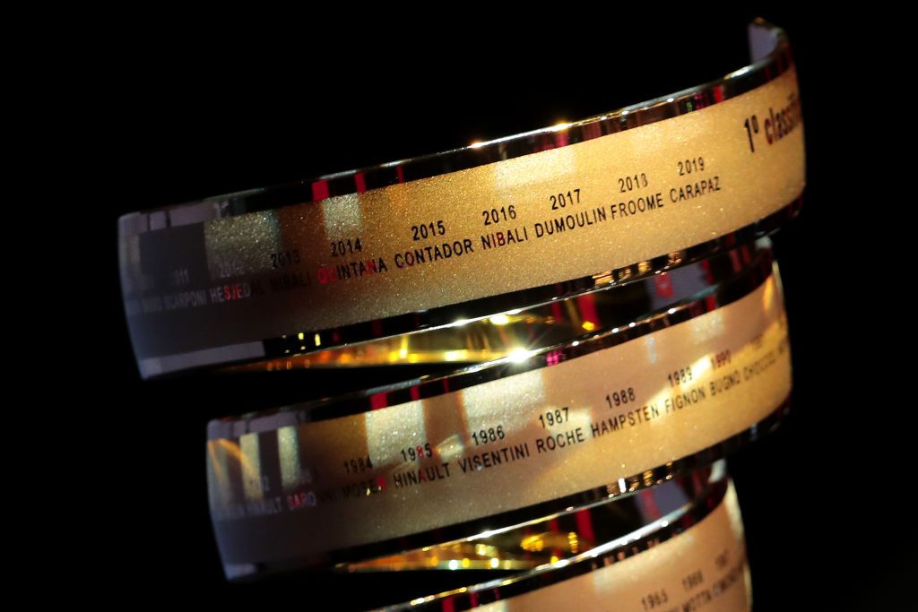 The trophy at the 2020 Giro d'Italia presentation