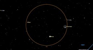 sky map of the moon, Venus and Mars on June 21, 2023.