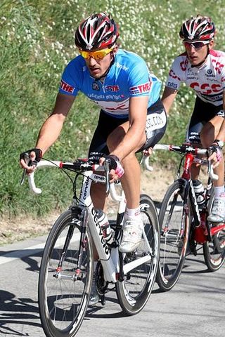 Fabian Cancellara wears the leader's jersey at the 2008 Tirreno-Adriatico