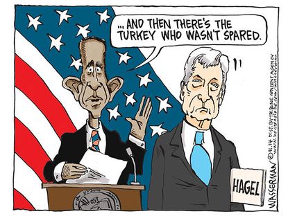 Obama cartoon turkey pardon Hagel