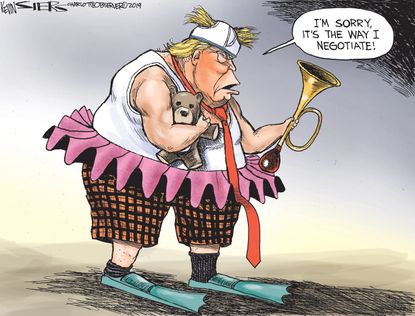 Political Cartoon Trump G7 Summit Negotiate Toddler Tantrum