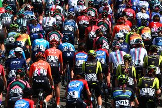 Women's peloton racing at the 2019 OVO Energy Women's Tour