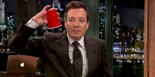 Jimmy Fallon playing a drinking game on The Tonight Show