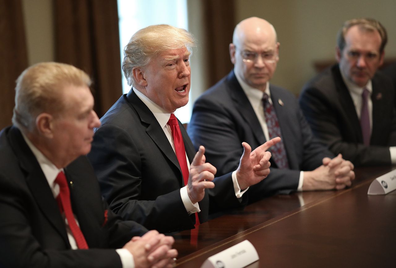 President Donald Trump meets with steel executives. 