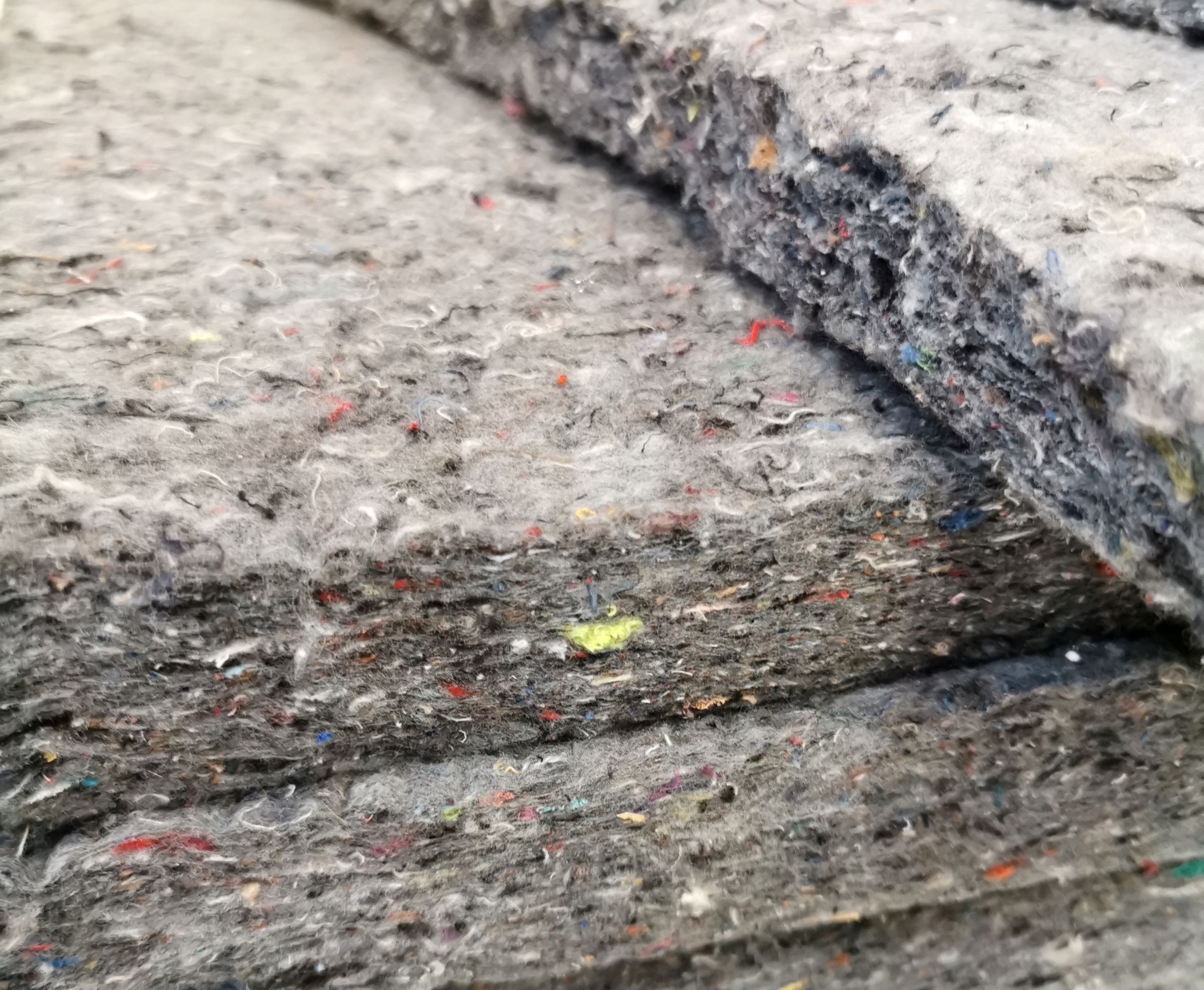 Felt insulation pads stacked on top of each other