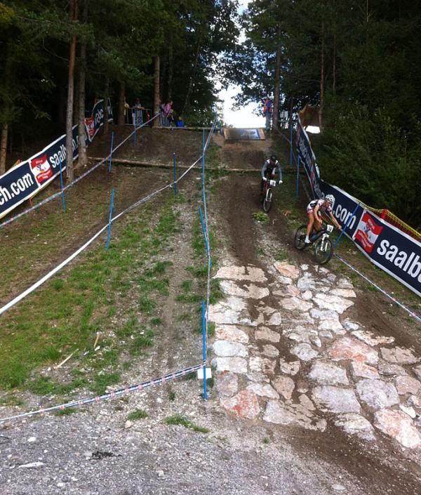 Two riders demonstrate the A-line