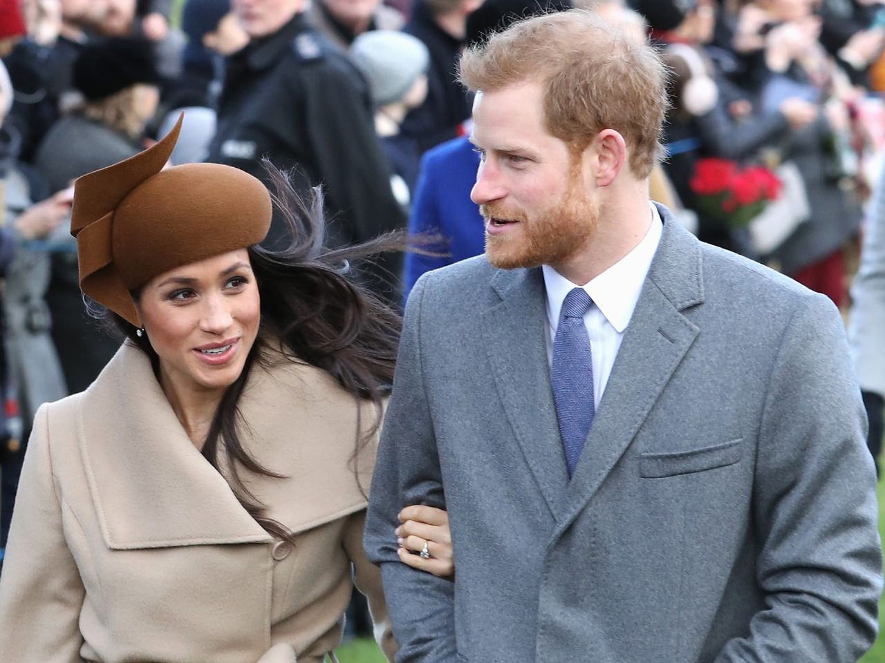 Meghan Markle and Prince Harry attend Christmas Day Church service at Church of St Mary Magdalene on December 25, 2017 in King&#039;s Lynn