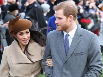 Meghan Markle and Prince Harry attend Christmas Day Church service at Church of St Mary Magdalene on December 25, 2017 in King's Lynn