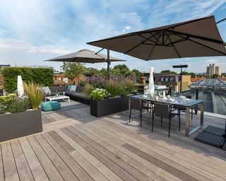 decking with zones and parasols