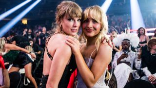 Taylor Swift and Sabrina Carpenter attend the 2023 Video Music Awards at Prudential Center on September 12, 2023