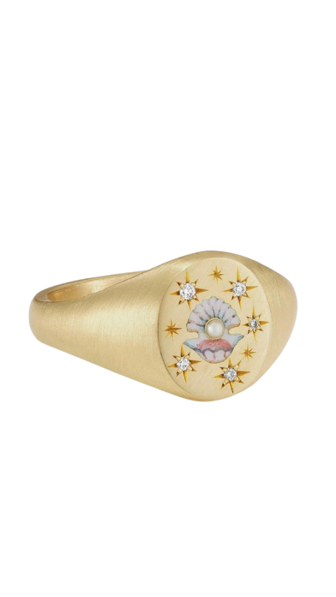 Cece Jewellery, 18ct Gold Clam and Pearl Signet Ring