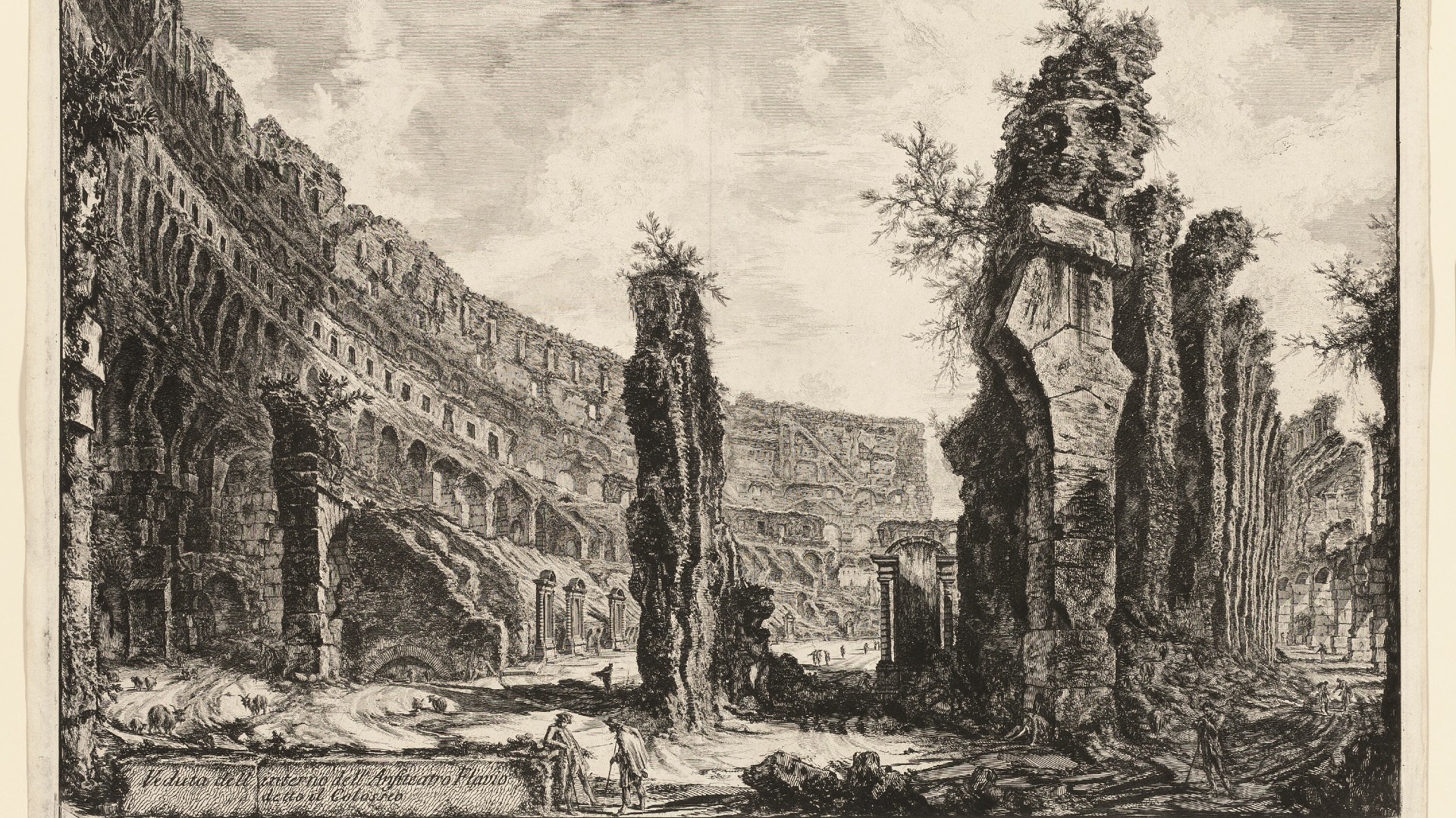 An 18th-century etching of the interior of the Colosseum