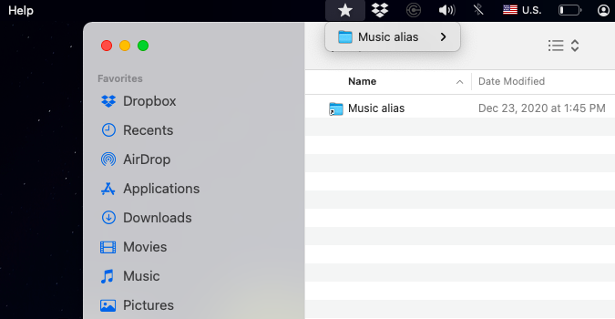 How to pin a file or folder to the macOS menu bar