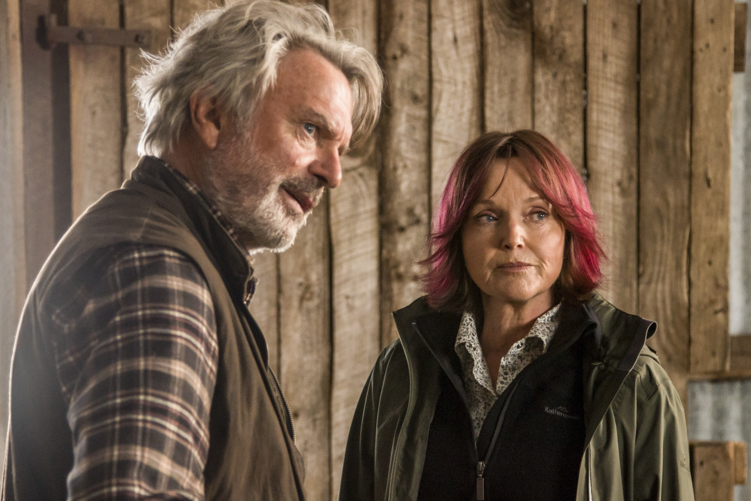Sam Neill with co-star Miranda Richardson.