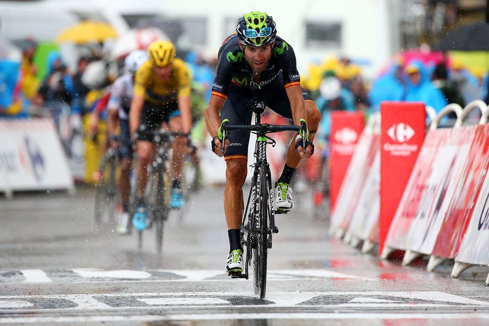 Alejandro Valverde finishes stage 12.