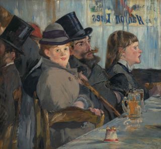 Manet paining of a family in a cafe