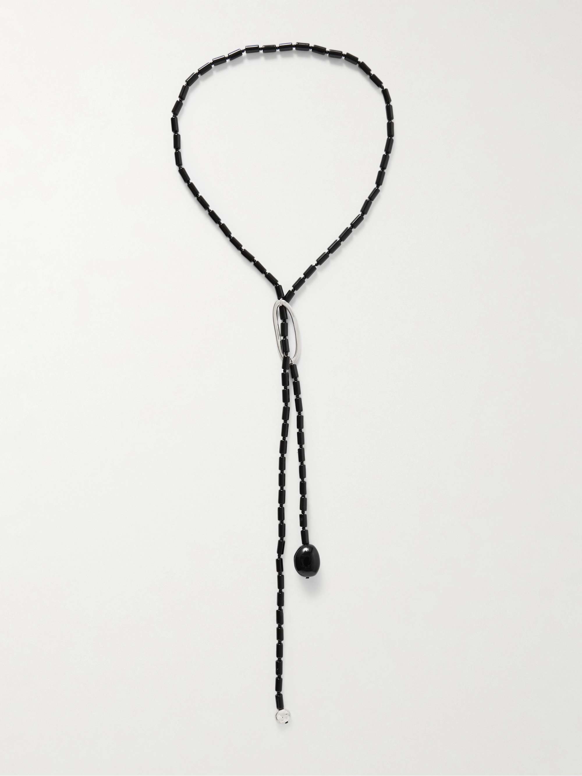 Annaya Sterling Silver Onyx Necklace