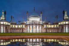 Evening at the Royal Pavilion in Brighton, East Sussex. The building was designed by John Nash, the Prince Regent's favourite architect.