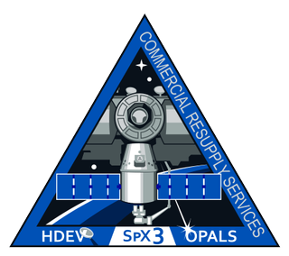 NASA's official mission patch for SpaceX's third Commercial Resupply Services mission to the International Space Station.