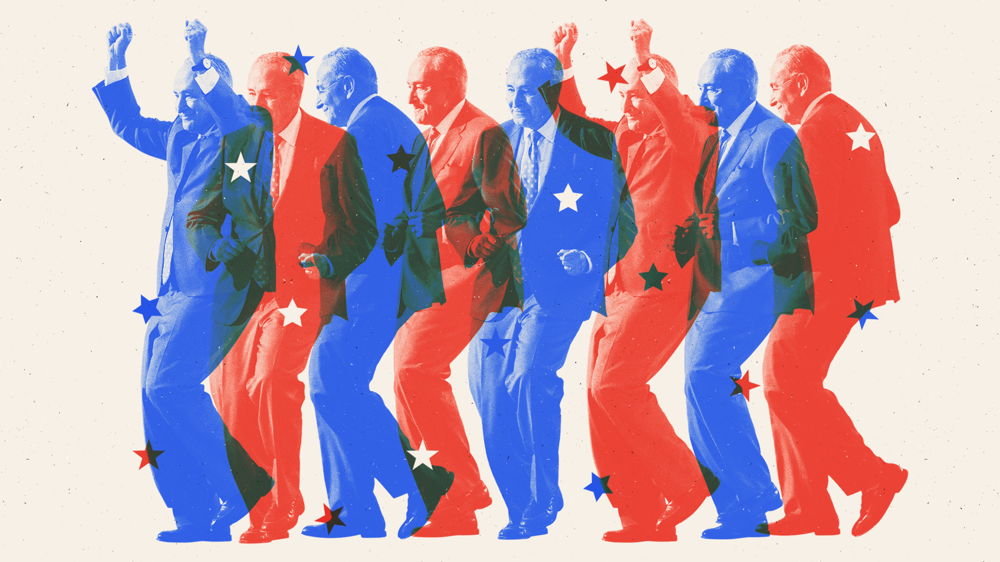 Illustration of Chuck Schumer dancing
