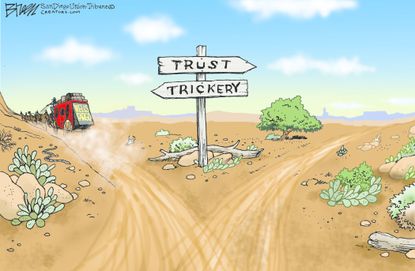 Editorial cartoon U.S. Wells Fargo trust trickery