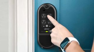 Lockly Vision Elite smart lock on front door