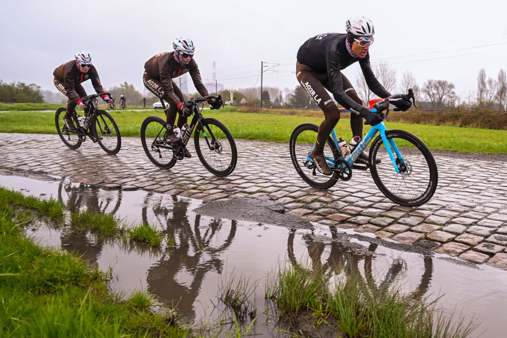 ROUBAIX FRANCE APRIL 06 Michael Schr of Switzerland and Ag2R Citren Team during the ParisRoubaix 2023 Training Day 1 UCIWT on April 06 2023 in Roubaix France Photo by Luc ClaessenGetty Images