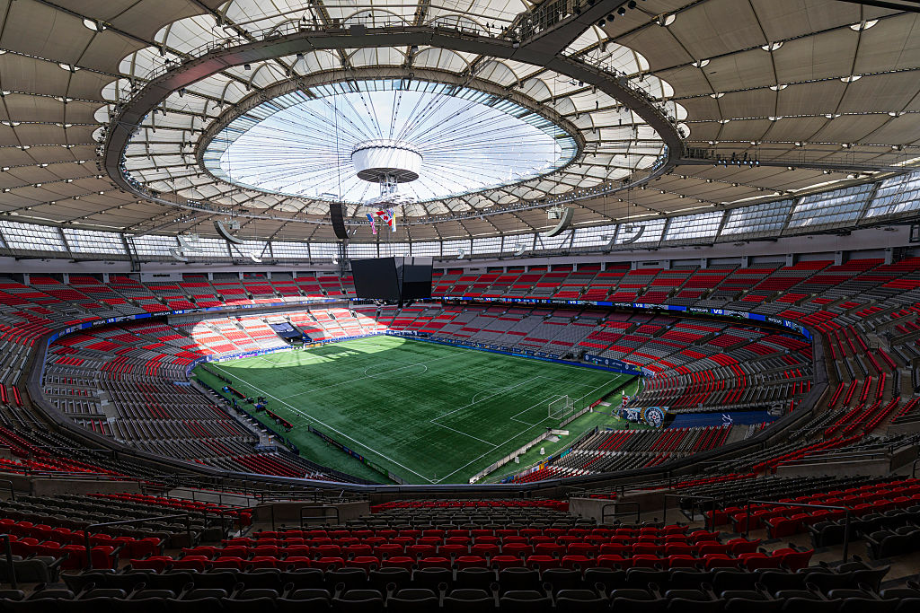 General view of BC Place stadium from the northwest corner fourth level before the start of the MLS match between Vancouver Whitecaps FC and Sporting Kansas City
