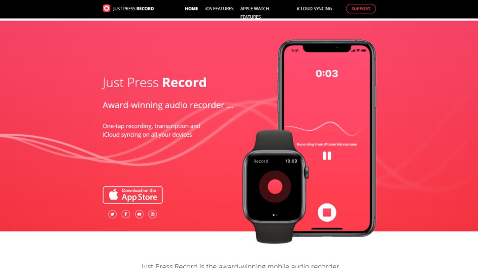 Website screenshot for Just Press Record
