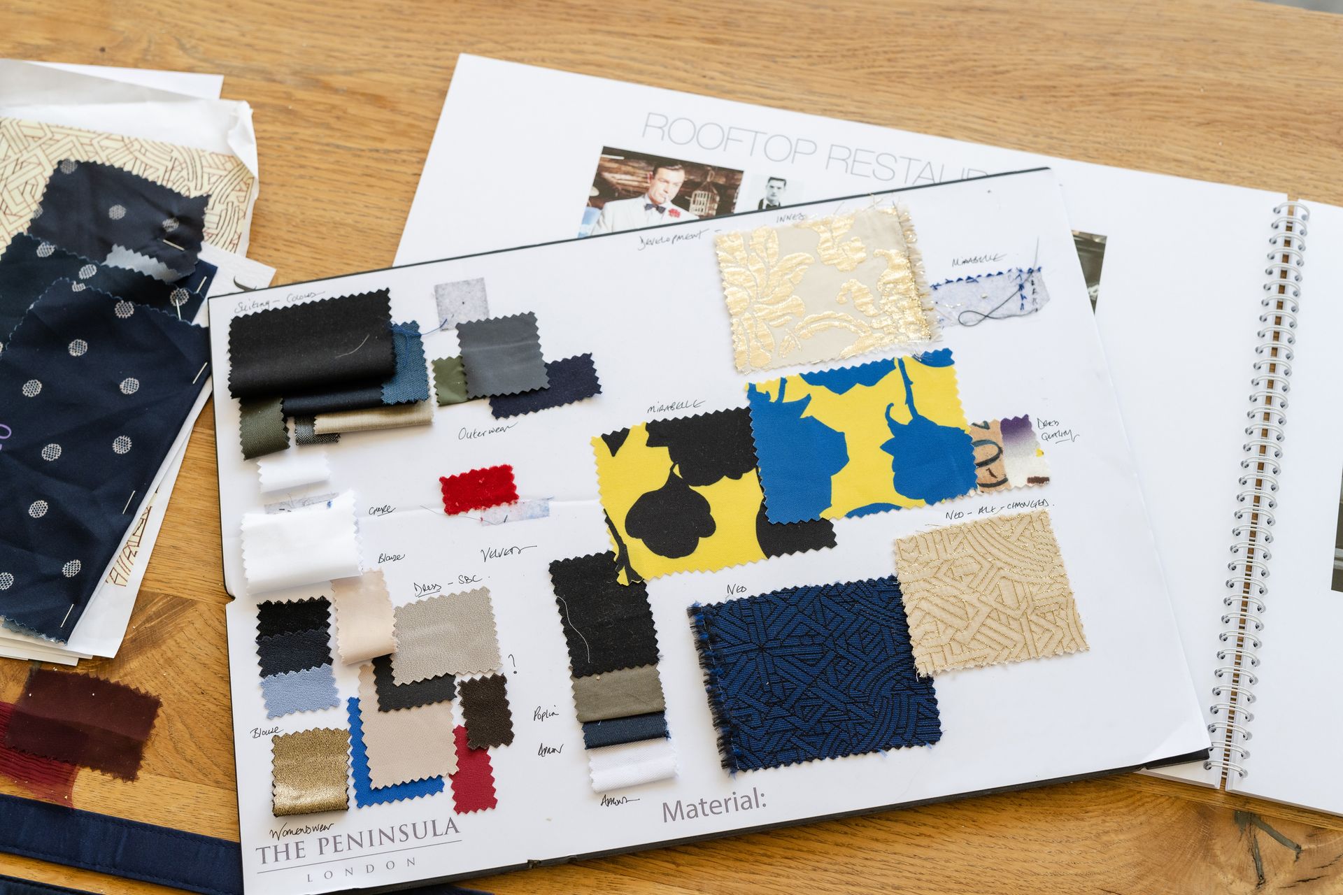 Jenny Packham design swatches for The Peninsula Hotel
