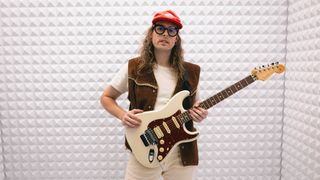 Lee Kiernan poses with a Fender Player II Mod Stratocaster