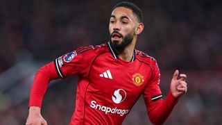 Matheus Cunha of Manchester United during the Premier League match between Manchester United and West Ham United at Old Trafford on December 4, 2025 in Manchester, England.