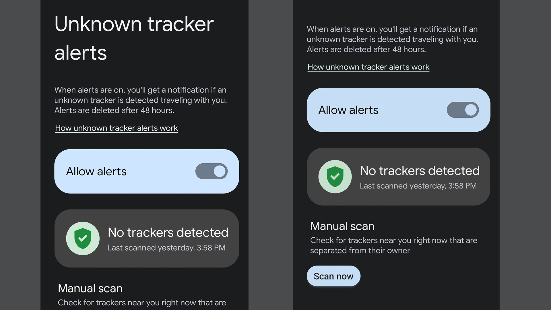 Unknown tracker alert tool