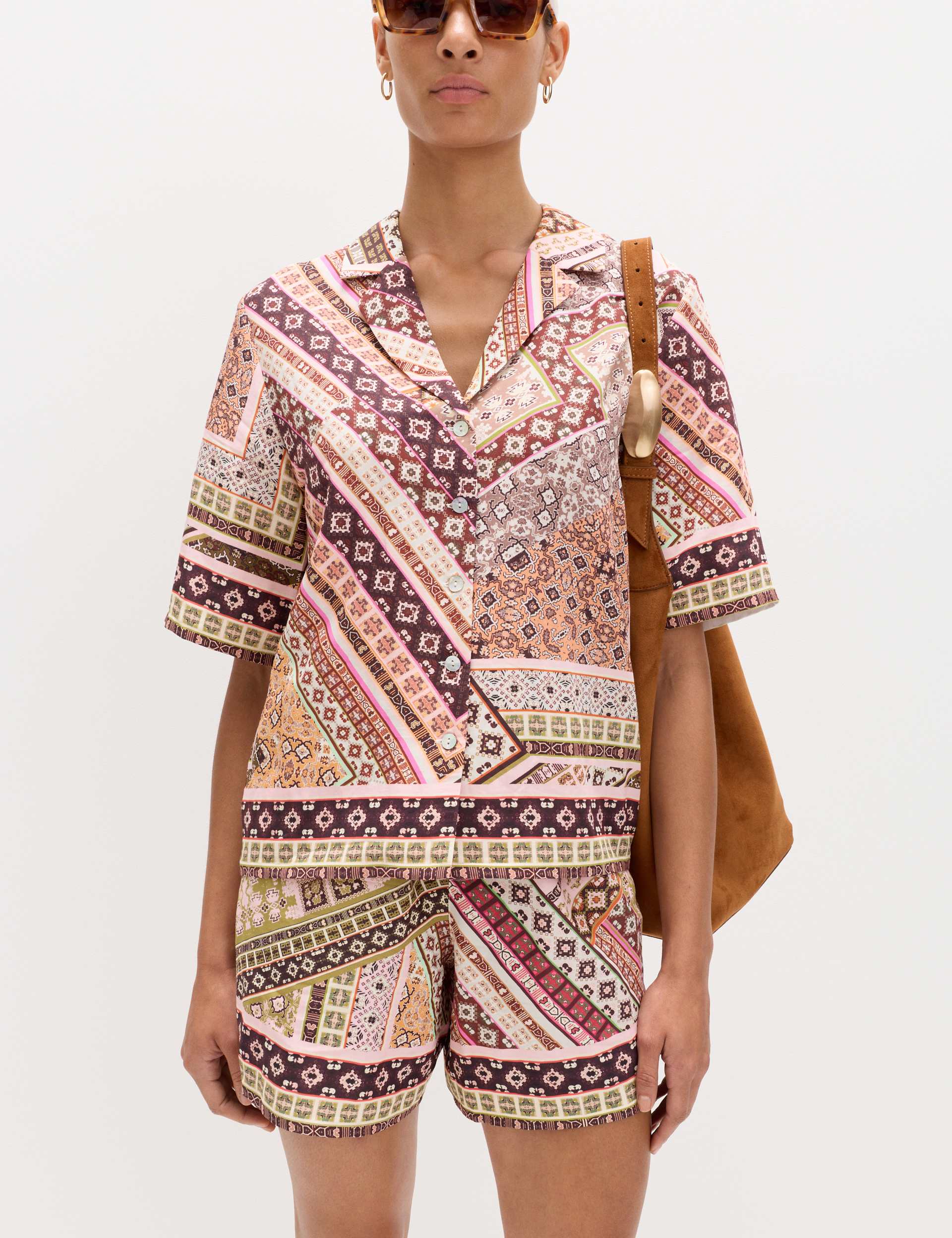 Geometric Printed Button Through Shirt