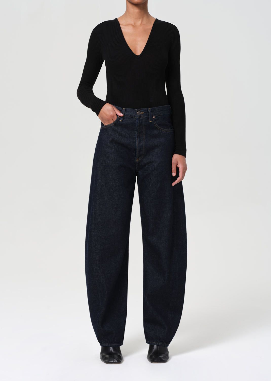 Luna High Rise Pieced Taper in Rinse - 23 / Rinse