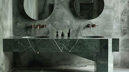 a green marble bathroom