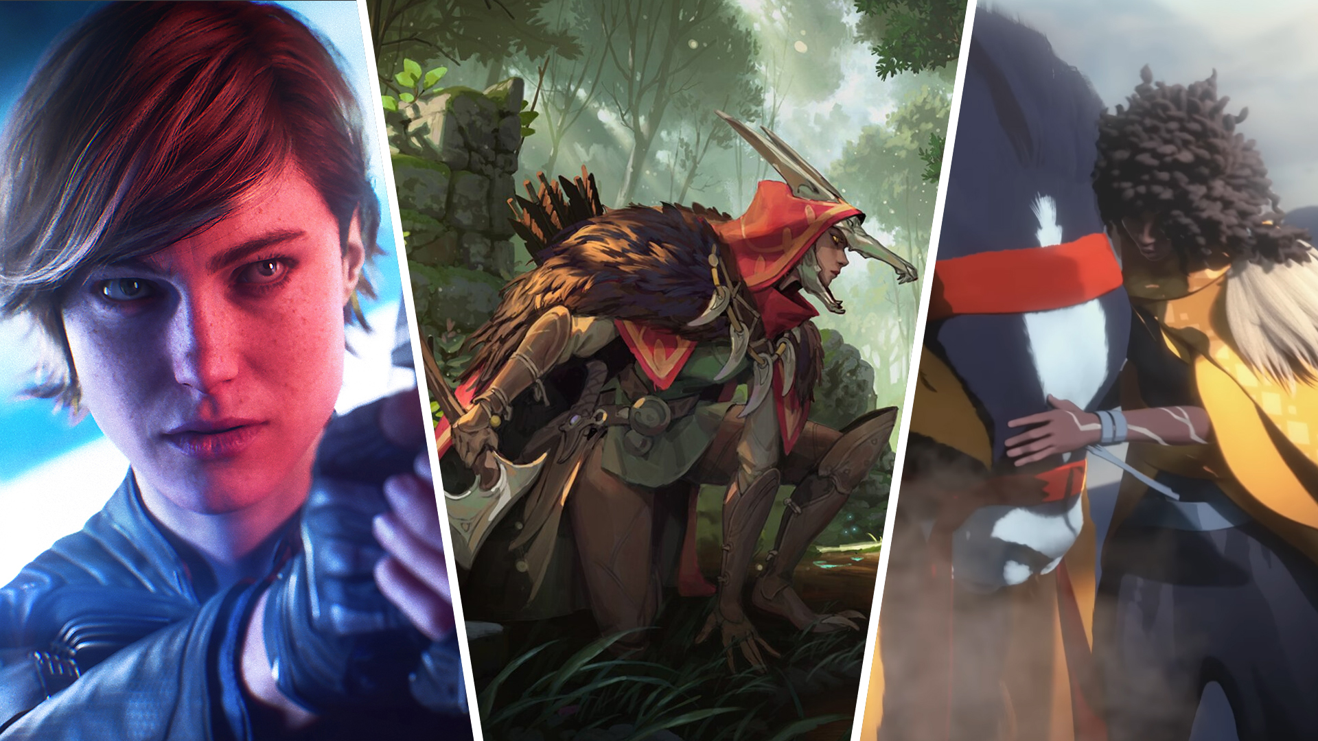 A collage of images from cancelled Xbox Game Studios games: Perfect Dark, Odyssey, and Everwild.