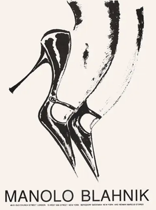 a vintage poster from the early days of Manolo Blahnik's business