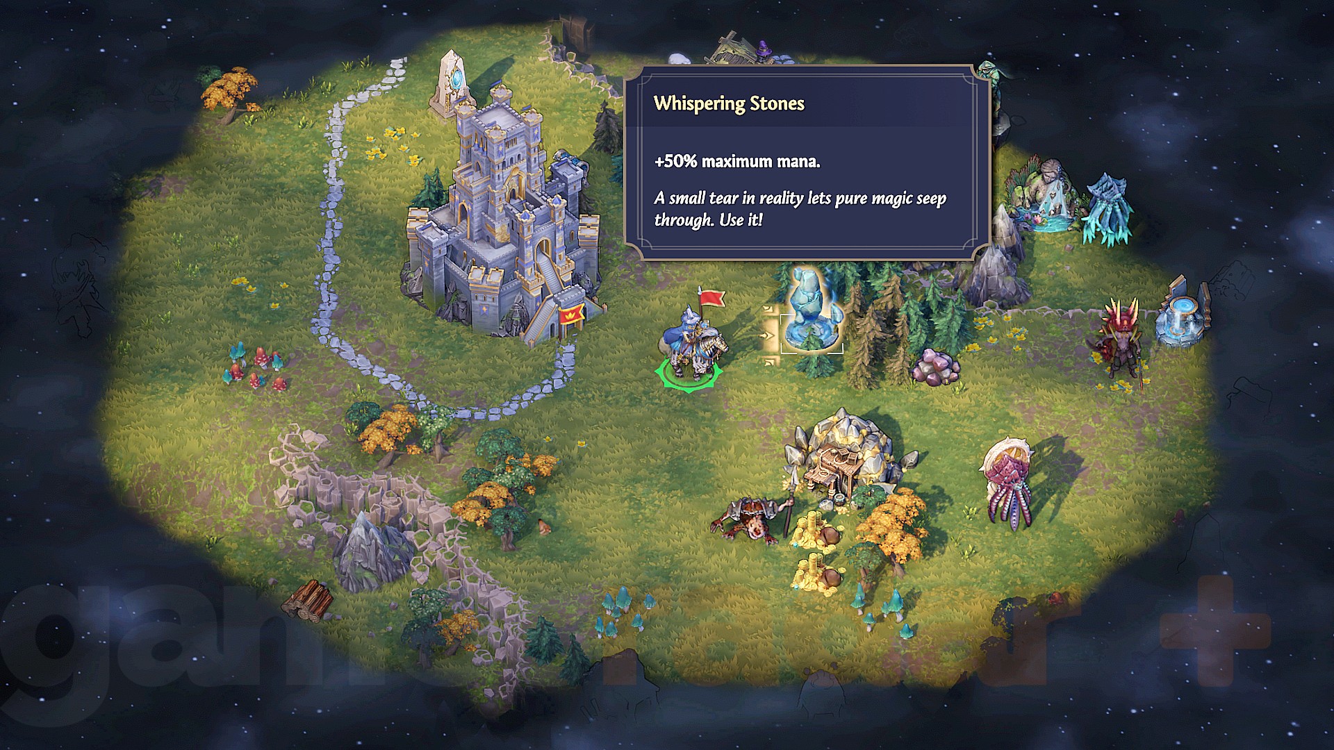 A Hero visits a Whispering Stone where they can increase their maximum mana in Heroes Olden Era.