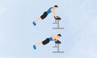 an illo of a woman doing an incline push up