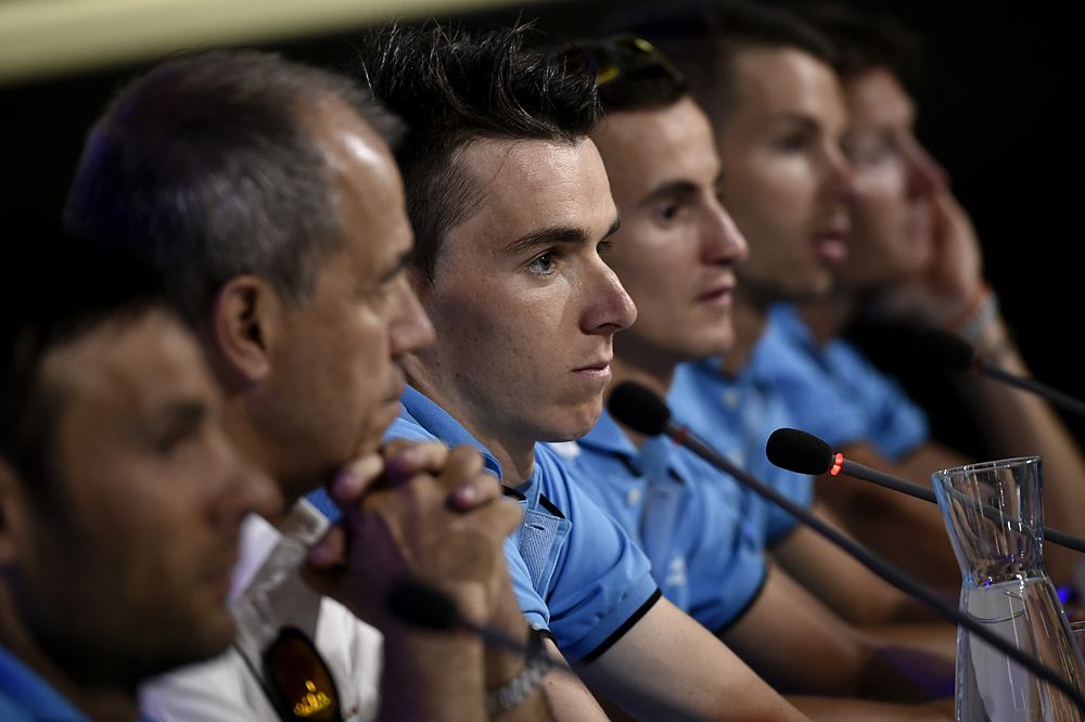 Romain Bardet and the Ag2r-La Mondiale team at the Tour de France press conference