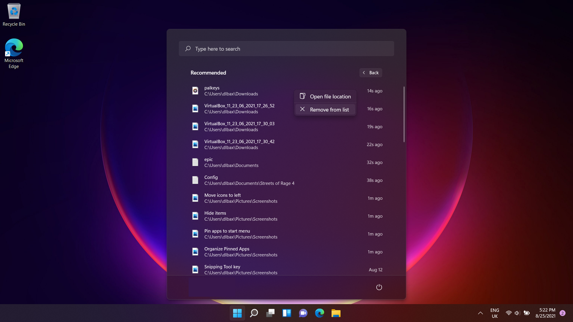 Windows 11, les applications recommandées dans le menu Démarrer