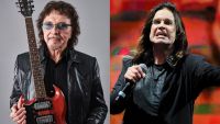 LEFT: Tony Iommi with a Gibson SG RIGHT: Ozzy Osbourne of Black Sabbath performs on stage at British Summer Time Festival at Hyde Park on July 4, 2014 in London, United Kingdom.