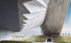 Monterrey university building by tadao ando, concrete underbelly with sculptural forms