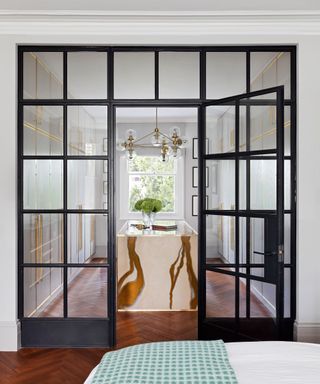Dressing room with Crittall style room divider