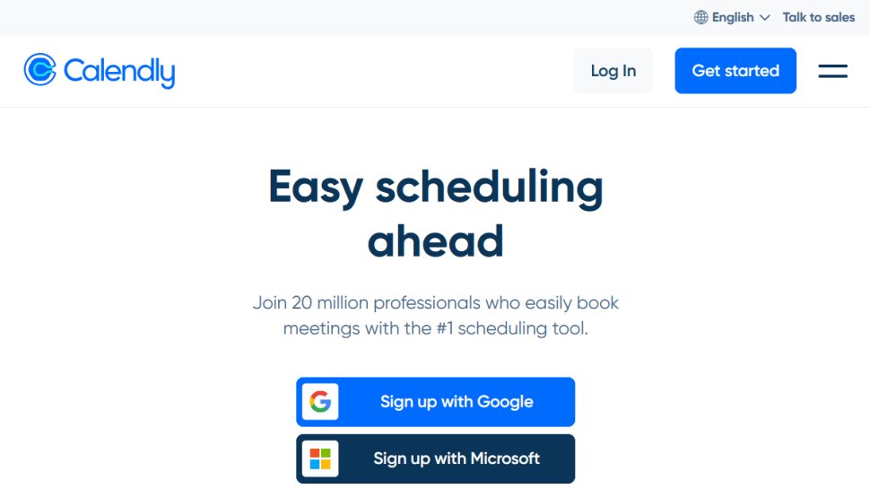 Calendly website screenshot (January 2026).